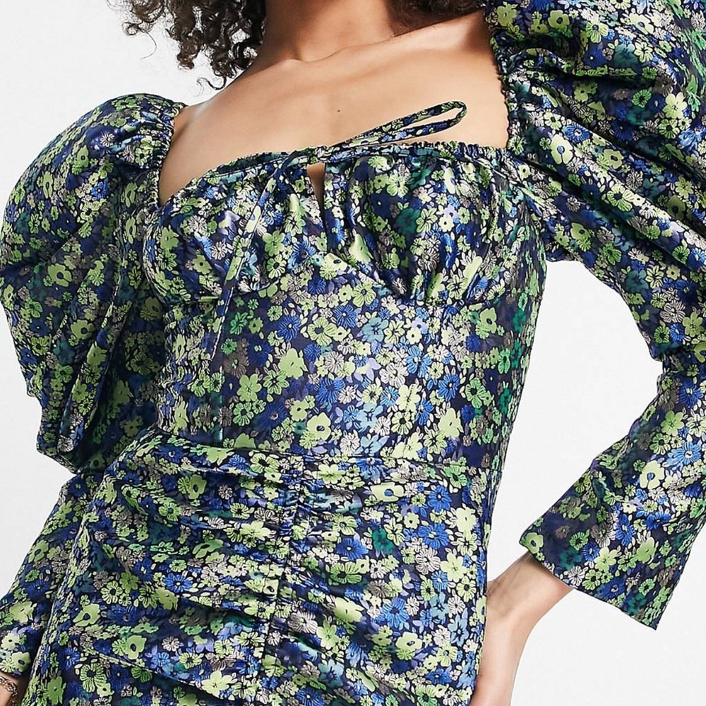 ASOS LUXE Puff Sleeve Corset Dress